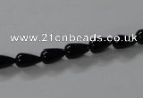 CAB732 15.5 inches 5*8mm teardrop black agate gemstone beads