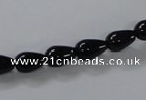 CAB733 15.5 inches 7*10mm teardrop black agate gemstone beads