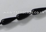 CAB734 15.5 inches 6*16mm teardrop black agate gemstone beads