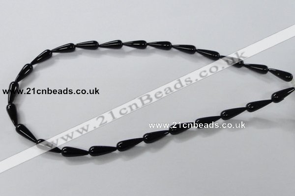 CAB734 15.5 inches 6*16mm teardrop black agate gemstone beads