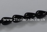 CAB735 15.5 inches 8*12mm teardrop black agate gemstone beads