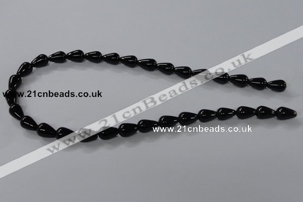 CAB735 15.5 inches 8*12mm teardrop black agate gemstone beads