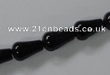 CAB736 15.5 inches 8*14mm teardrop black agate gemstone beads