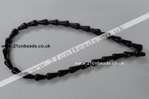CAB736 15.5 inches 8*14mm teardrop black agate gemstone beads