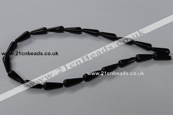 CAB737 15.5 inches 8*20mm teardrop black agate gemstone beads