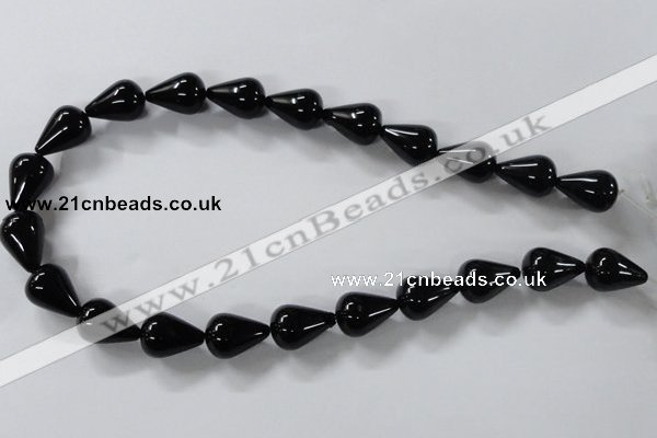 CAB738 15.5 inches 13*18mm teardrop black agate gemstone beads