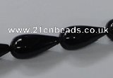 CAB739 15.5 inches 10*22mm teardrop black agate gemstone beads