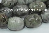 CAB74 15.5 inches 15*20mm egg-shaped silver needle agate beads