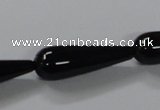 CAB740 15.5 inches 10*30mm teardrop black agate gemstone beads