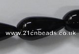 CAB741 15.5 inches 12*30mm teardrop black agate gemstone beads