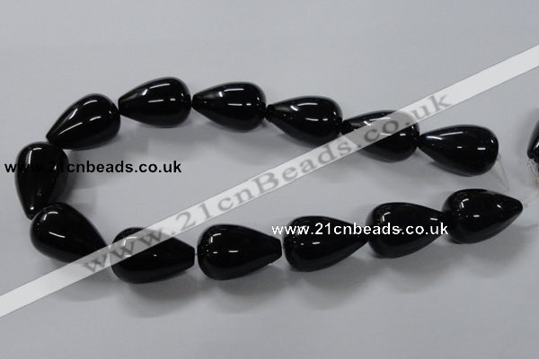 CAB743 15.5 inches 20*30mm teardrop black agate gemstone beads