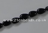 CAB744 15.5 inches 6*8mm flat teardrop black agate gemstone beads