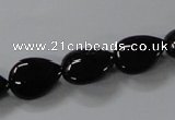 CAB745 15.5 inches 10*14mm flat teardrop black agate gemstone beads