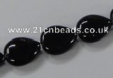 CAB746 15.5 inches 12*16mm flat teardrop black agate gemstone beads