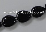 CAB746 15.5 inches 12*16mm flat teardrop black agate gemstone beads