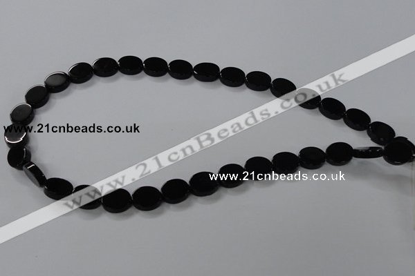 CAB750 15.5 inches 10*12mm oval black agate gemstone beads