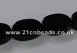 CAB751 15.5 inches 13*18mm oval black agate gemstone beads