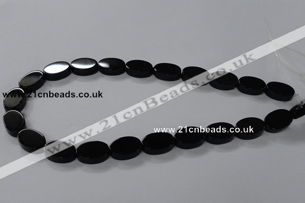 CAB751 15.5 inches 13*18mm oval black agate gemstone beads