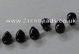 CAB752 15.5 inches 6*8mm top-drilled flat teardrop black agate beads