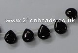 CAB753 15.5 inches 8*10mm top-drilled flat teardrop black agate beads