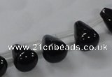 CAB754 15.5 inches 8*10mm top-drilled teardrop black agate beads