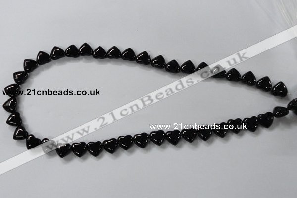 CAB755 15.5 inches 10*10mm top-drilled heart black agate beads