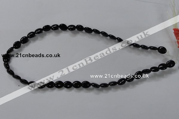 CAB756 15.5 inches 8*10mm oval black agate gemstone beads wholesale