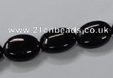 CAB758 15.5 inches 12*16mm oval black agate gemstone beads wholesale