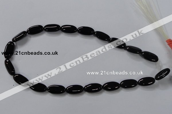 CAB760 15.5 inches 10*20mm oval black agate gemstone beads wholesale