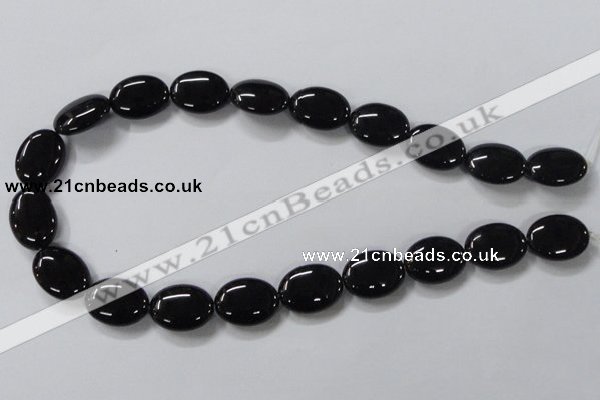 CAB761 15.5 inches 15*20mm oval black agate gemstone beads wholesale