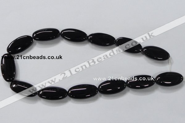 CAB763 15.5 inches 15*30mm oval black agate gemstone beads wholesale