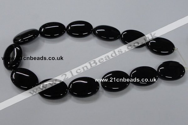 CAB764 15.5 inches 22*30mm oval black agate gemstone beads wholesale