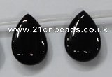 CAB773 15.5 inches 18*25mm top-drilled flat teardrop black agate beads