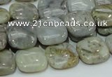 CAB78 15.5 inches 15*15mm square silver needle agate gemstone beads