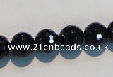 CAB784 15.5 inches 12mm faceted round black agate gemstone beads