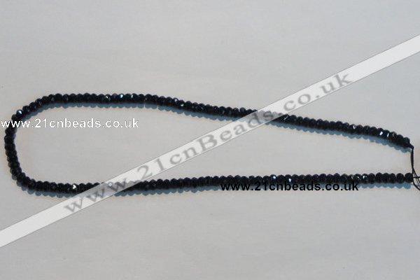 CAB786 15.5 inches 3*5mm faceted rondelle black agate gemstone beads