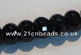 CAB787 15.5 inches 10*14mm faceted rondelle black agate gemstone beads