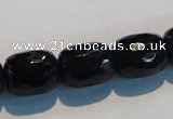 CAB788 15.5 inches 13*16mm faceted egg black agate gemstone beads