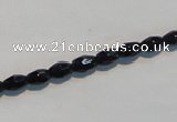 CAB789 15.5 inches 4*6mm faceted rice black agate gemstone beads