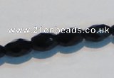 CAB791 15.5 inches 8*12mm faceted rice black agate gemstone beads