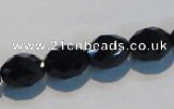 CAB792 15.5 inches 9*12mm faceted rice black agate gemstone beads