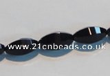 CAB793 15.5 inches 8*16mm faceted rice black agate gemstone beads