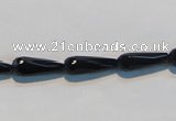 CAB798 15.5 inches 5*16mm faceted teardrop black gemstone agate beads