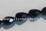 CAB799 15.5 inches 9*14mm faceted teardrop black gemstone agate beads