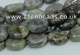 CAB80 15.5 inches 10*14mm oval silver needle agate gemstone beads