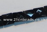 CAB802 15.5 inches 12*12mm faceted square black gemstone agate beads