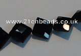 CAB803 15.5 inches 10*10mm faceted diamond black gemstone agate beads