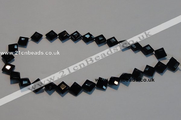CAB803 15.5 inches 10*10mm faceted diamond black gemstone agate beads