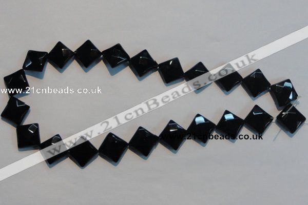 CAB804 15.5 inches 15*15mm faceted diamond black gemstone agate beads