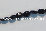 CAB805 15.5 inches 6*8mm faceted oval black gemstone agate beads